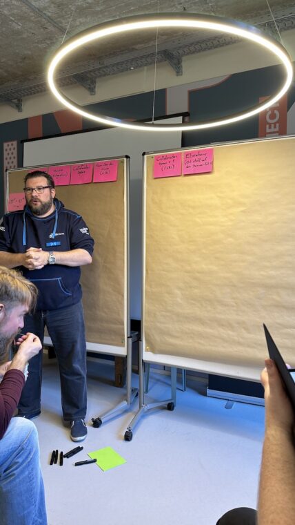 Georg zu Beginn des QScamps mit dem noch leeren Sessionboard