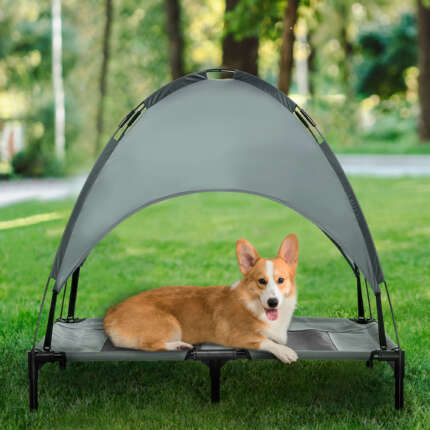 elevated dog bed with canopy