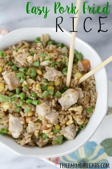 Need a quick dinner or side dish recipe? Skip take out and make this Easy Pork Fried Rice. #Ad #RealFlavorRealFast