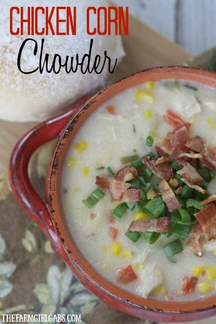 Warm up with a bowl of this hearty Chicken Corn Chowder. This soup recipe is a meal in itself.