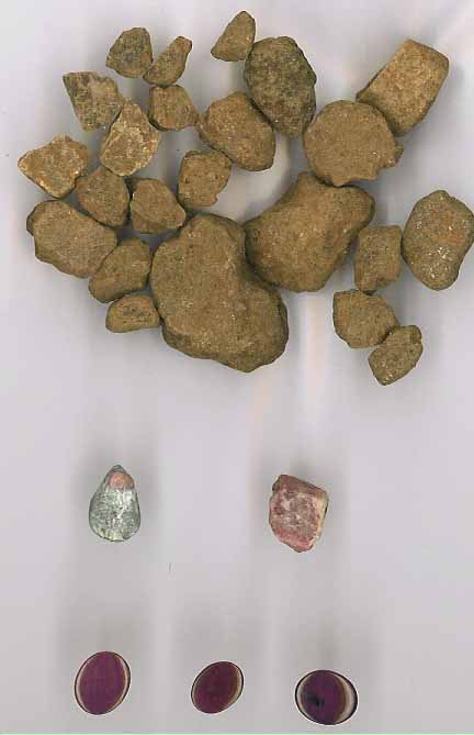 Rubies photo of rough ruby before and after polishing