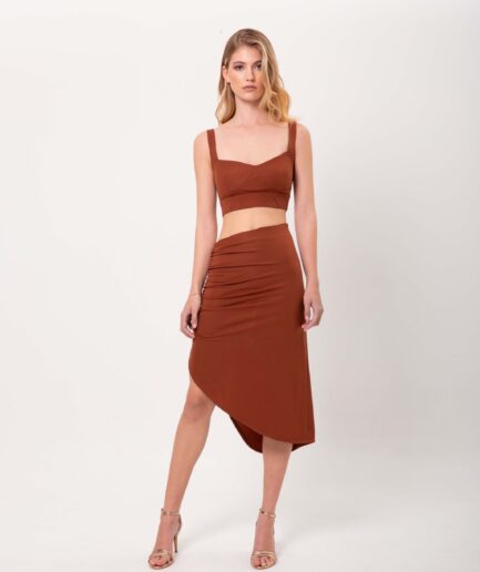 Elastic Skirt Pleats - Brown