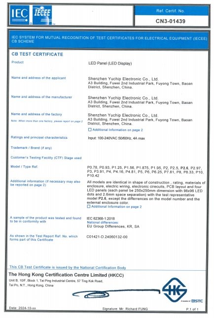 YUCHIP CB Test Certificate