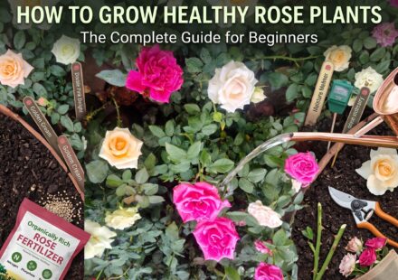 Beautiful pink, white, and cream rose flowers blooming in a healthy home garden.