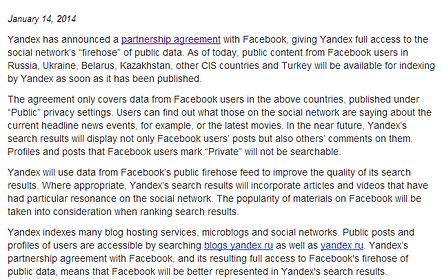 Facebook ‘Firehose’ Comes to YandexFacebook ‘Firehose’ Comes to Yandex