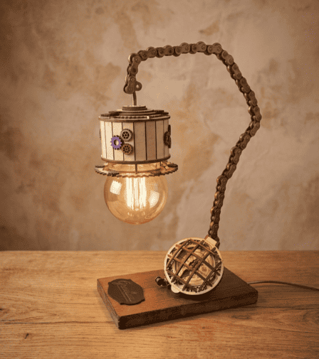 Lampe steampunk – Chaine Moto