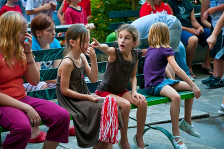 basin spring park eureka springs kids wait for movie in the park