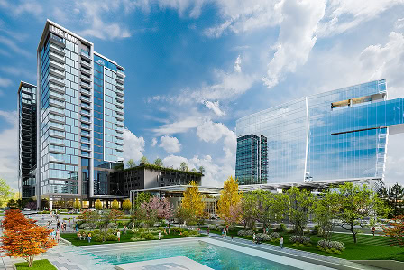 Exterior view of Time Life Living, a Raleigh apartment blending best-in-class fitness club amenities with luxury multifamily living