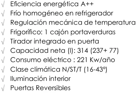 Etiqueta energética frigo dos puertas