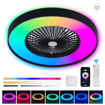 Smart RGB Ceiling Fan Light — App & Remote, 6-Speed DC Motor - Image 5