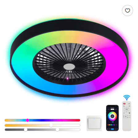 Smart RGB Ceiling Fan Light — App & Remote, 6-Speed DC Motor - Image 2