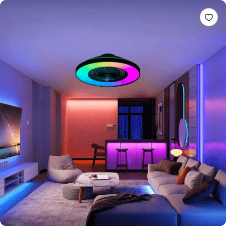 Smart RGB Ceiling Fan Light — App & Remote, 6-Speed DC Motor - Image 3