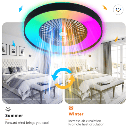 Smart RGB Ceiling Fan Light — App & Remote, 6-Speed DC Motor - Image 6