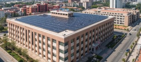 Commercial rooftop solar power system installed by AB Solar Hyderabad