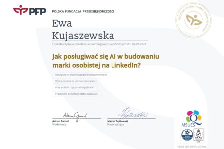 certyfikat zdobytych umiejętności