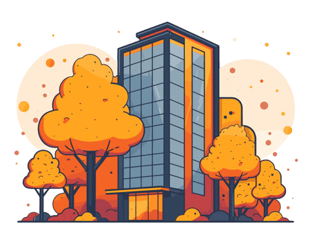 235410884 vector illustration of a modern building in the autumn park flat style Photoroom