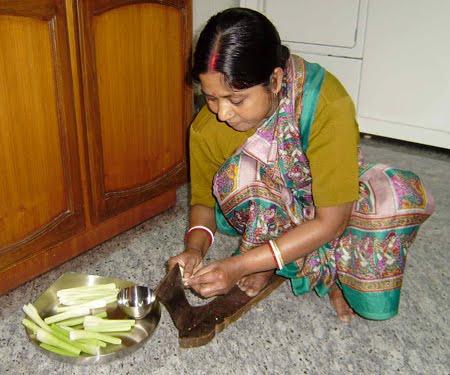 chopping vegetables