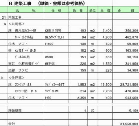 内装工事見積書011