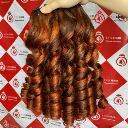 Vietnamese piano curly hair weave #1b and brown