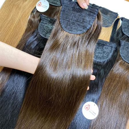 Dark Brown Ponytail Extension Human Hair - Image 2
