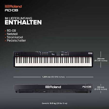 Roland RD-08 Stage Piano | Authentic RD Sound & Playability | Streamlined Design | 88-Note Weighted Action PHA-4 Keyboard | Expandable Features | +3,000 Built-in Sounds - Image 2