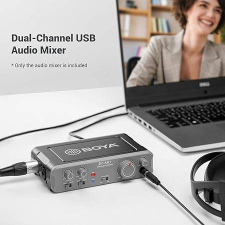 Decdeal BY-AM1 Dual-Channel Audio Mixer USB Audio Interface with 6.35mm/XLR Combo Inputs 6.35mm Headphone - Image 3