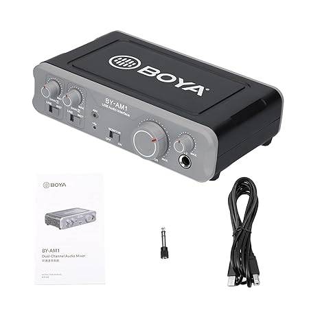 Decdeal BY-AM1 Dual-Channel Audio Mixer USB Audio Interface with 6.35mm/XLR Combo Inputs 6.35mm Headphone - Image 6