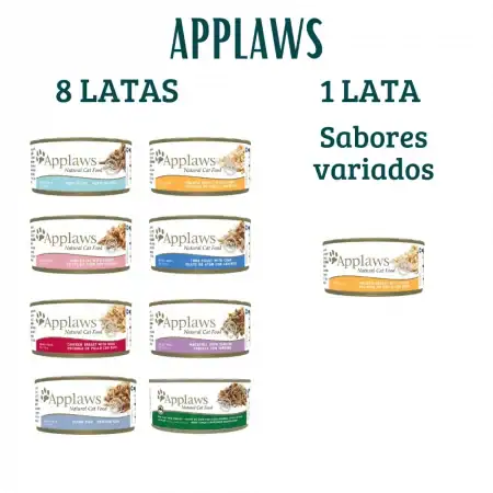 Pack de alimento húmedo para gatos Applaws de sabores variados en Rankana Perú: 8 latas más 1 lata de regalo.