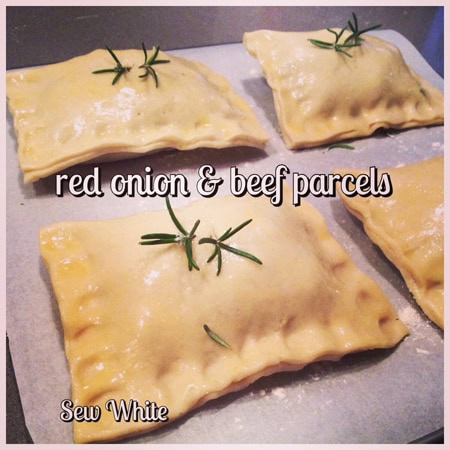 Sew White red onion beef parcels