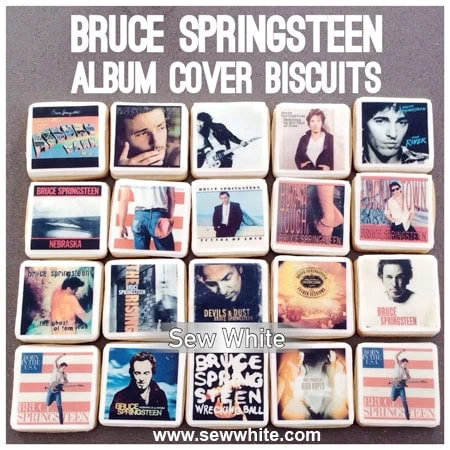 Sew White Bruce Springsteen album cover biscuits. Edible album covers biscuits