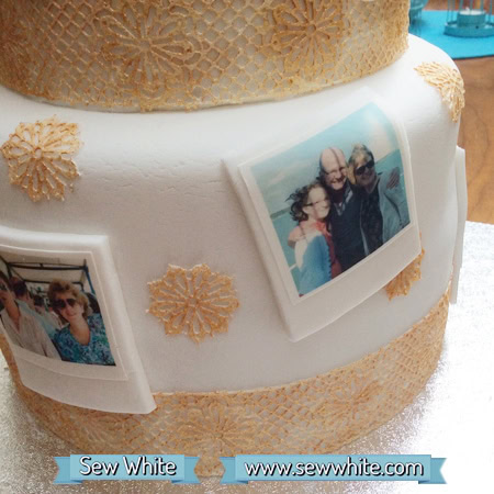 Polka Dot Birthday Cake decorated with polaroids