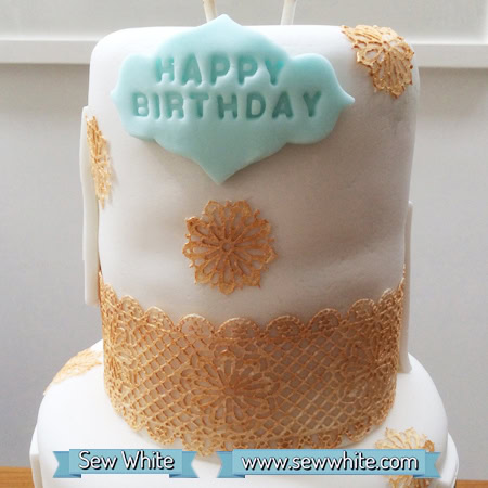 Sew White Polka Dot birthday cake 7