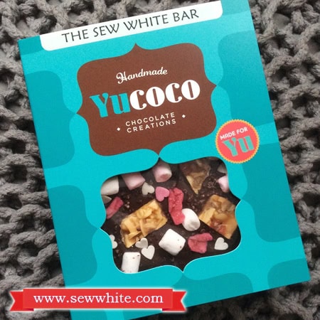 Yucoco personalised chocolate bar with marshmallows and pieces of florentines