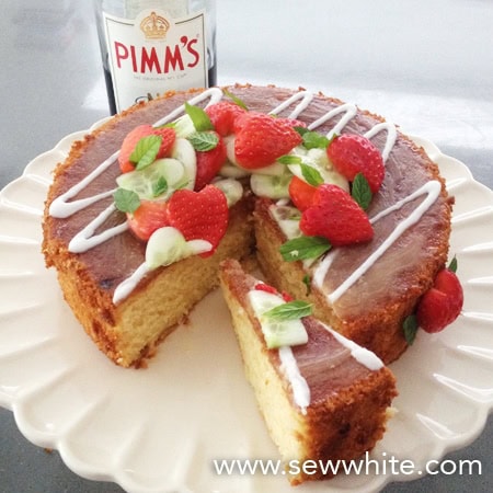 The finished pimm's cake ready to be served