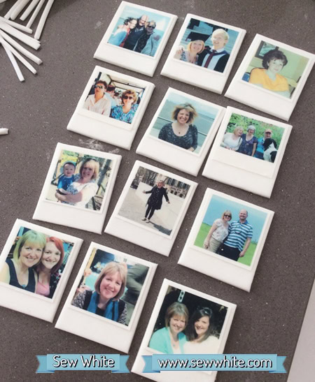 edible polaroids made of sugarpaste and icing