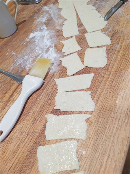 Sourdough crackers ready to bake