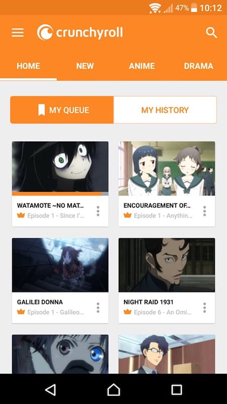 Crunchyroll My Queue