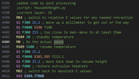 cura pause at height gcode example