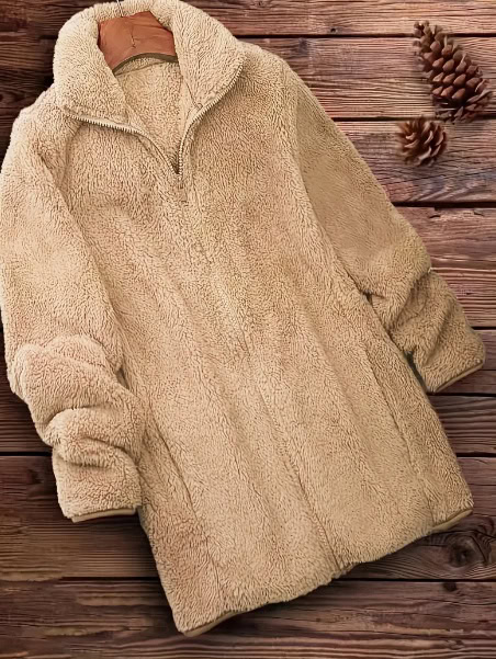 A Plain-colored Plush Coat For Ladies