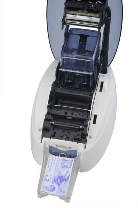 The monochrome, rewritable Evolis Tattoo 2 RW single-sided ID card printer is perfect for businesses searching for an economical and environmentally-conscious alternative to traditional card printing.