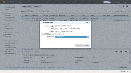 Image of AWS EBS provisioned IOPs