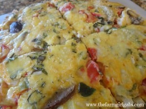 frittata on cutting board