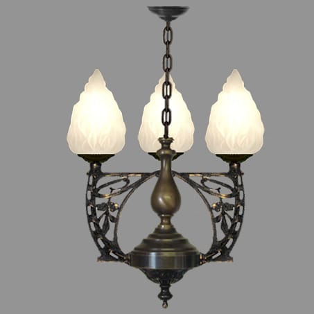Art nouveau three light pendant