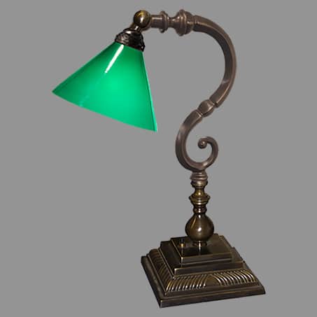 Desk Lamp Antique finish Green Cone shade