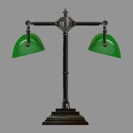 Double Green Trough desk lamp