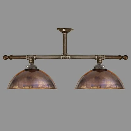 Industrial Pendant two Light Bar Copper Shades.