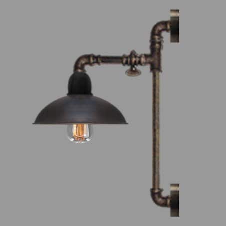Long Gas Tap wall light double fixing plate with Filament lamp