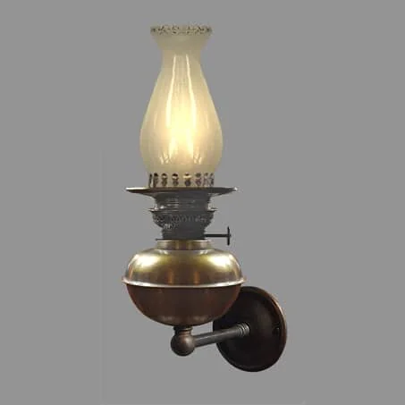 Oil Type wall light with fluted glass chimney