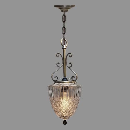Victorian single Pendant cut glass shade