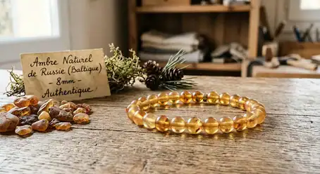 Bracelet Ambre Claire 8mm Russie